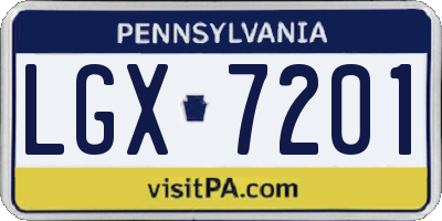 PA license plate LGX7201