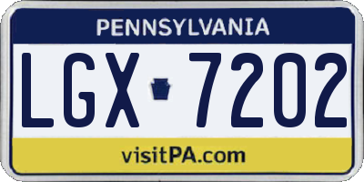 PA license plate LGX7202