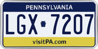 PA license plate LGX7207