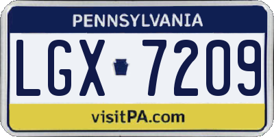 PA license plate LGX7209