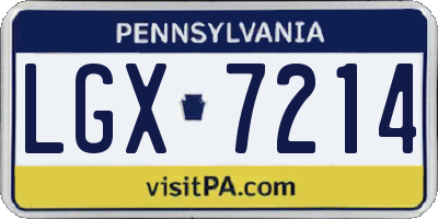PA license plate LGX7214