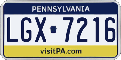 PA license plate LGX7216