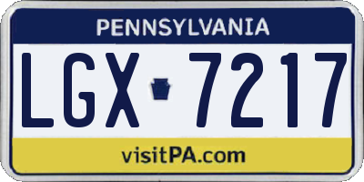 PA license plate LGX7217