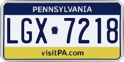 PA license plate LGX7218