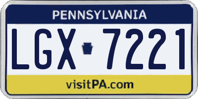PA license plate LGX7221