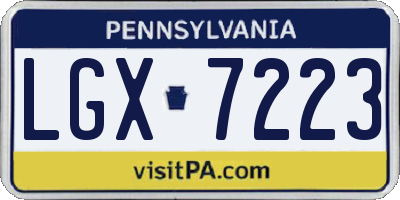 PA license plate LGX7223