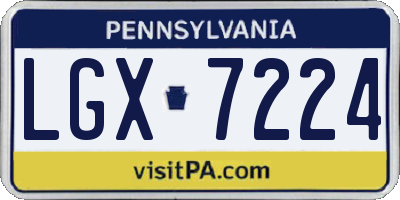 PA license plate LGX7224