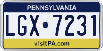 PA license plate LGX7231