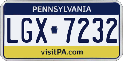 PA license plate LGX7232