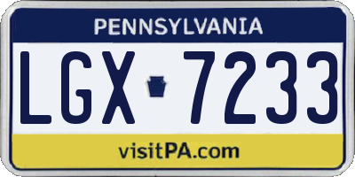 PA license plate LGX7233