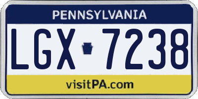 PA license plate LGX7238