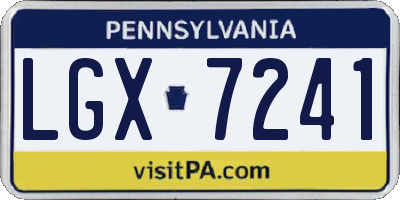 PA license plate LGX7241