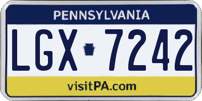 PA license plate LGX7242
