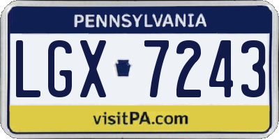 PA license plate LGX7243