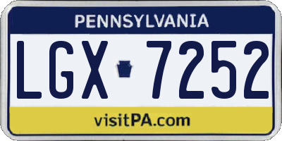 PA license plate LGX7252