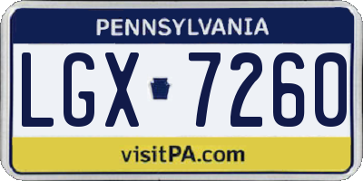 PA license plate LGX7260