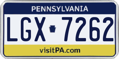 PA license plate LGX7262