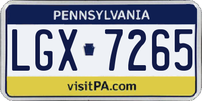 PA license plate LGX7265