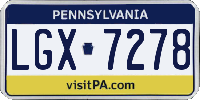 PA license plate LGX7278
