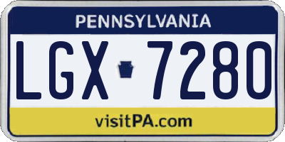 PA license plate LGX7280