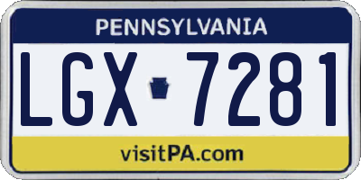 PA license plate LGX7281