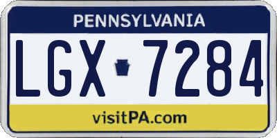 PA license plate LGX7284