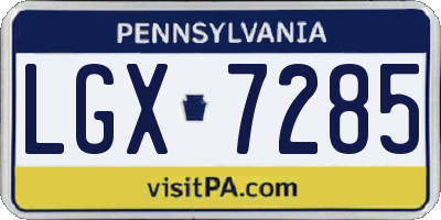 PA license plate LGX7285