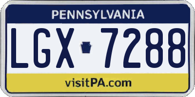PA license plate LGX7288