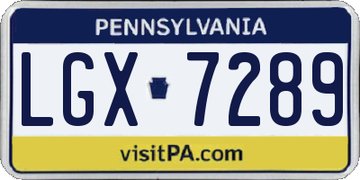 PA license plate LGX7289
