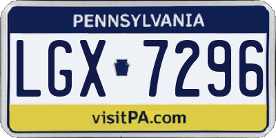 PA license plate LGX7296