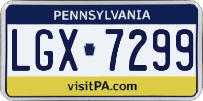 PA license plate LGX7299