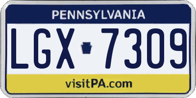 PA license plate LGX7309