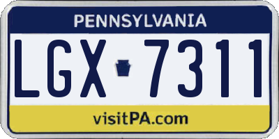 PA license plate LGX7311