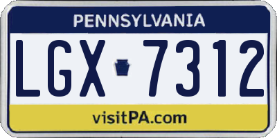 PA license plate LGX7312
