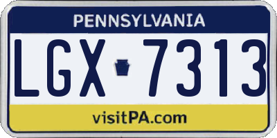 PA license plate LGX7313