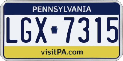 PA license plate LGX7315