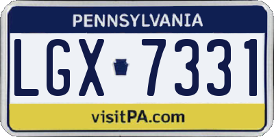 PA license plate LGX7331