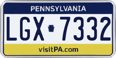 PA license plate LGX7332