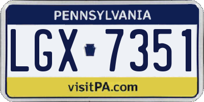 PA license plate LGX7351