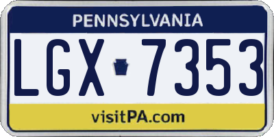 PA license plate LGX7353