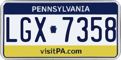 PA license plate LGX7358