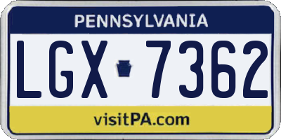PA license plate LGX7362