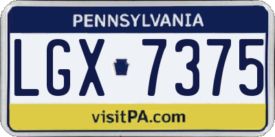 PA license plate LGX7375