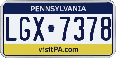 PA license plate LGX7378