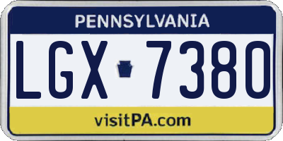 PA license plate LGX7380