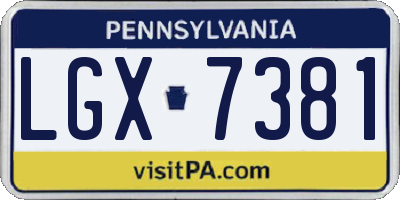 PA license plate LGX7381