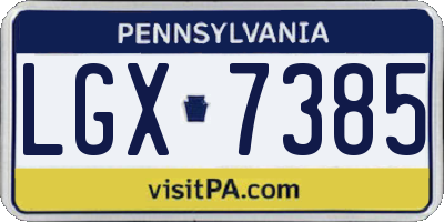 PA license plate LGX7385