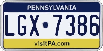 PA license plate LGX7386