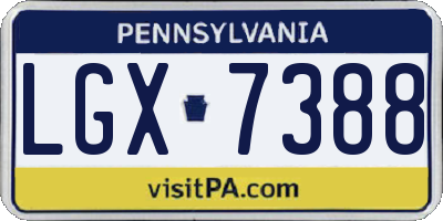 PA license plate LGX7388