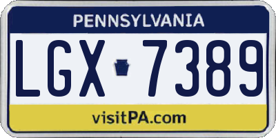 PA license plate LGX7389